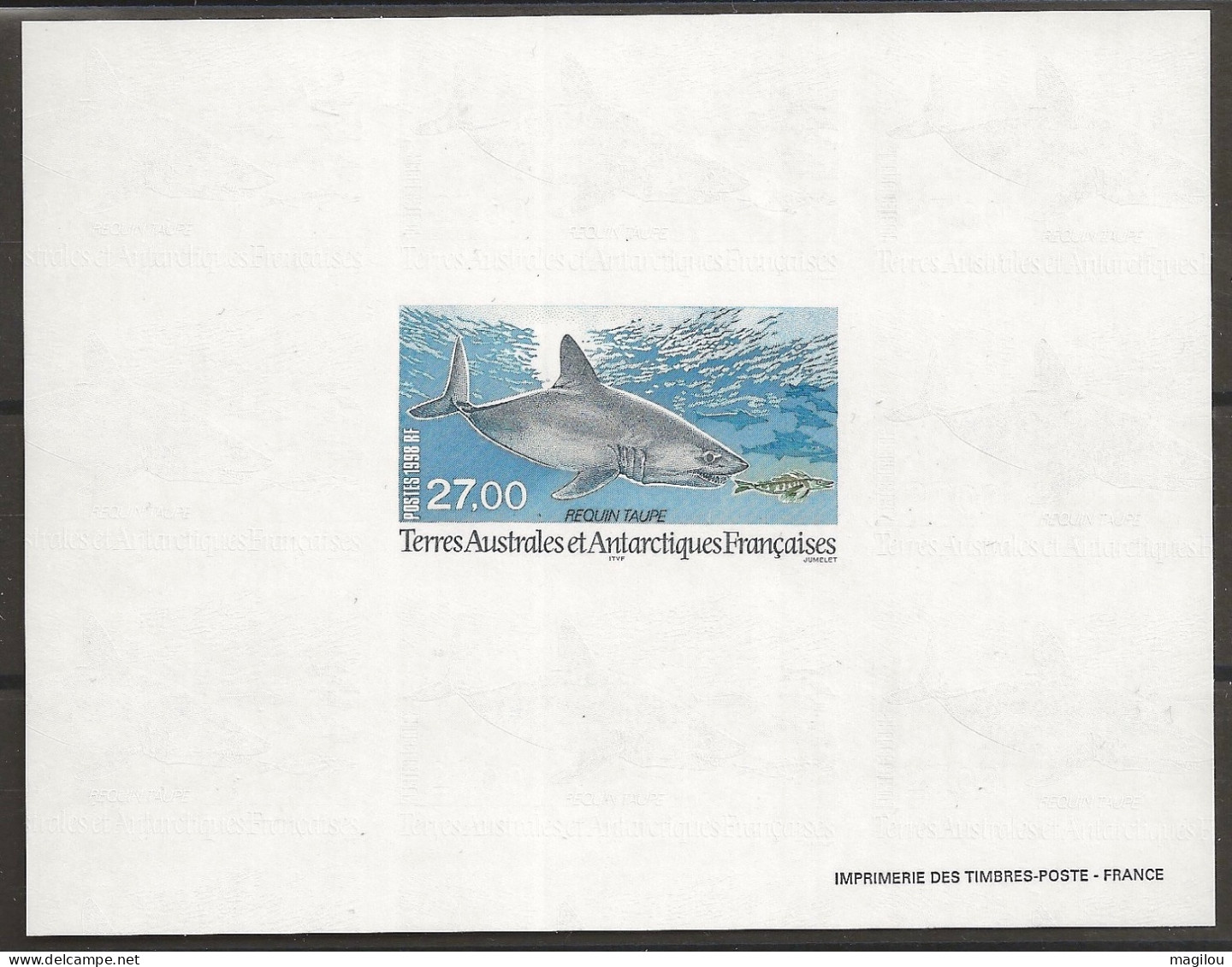 Feuillet Gommé Taaf/fsat Requin Taupe YVT 228 Mnh** - Imperforates, Proofs & Errors