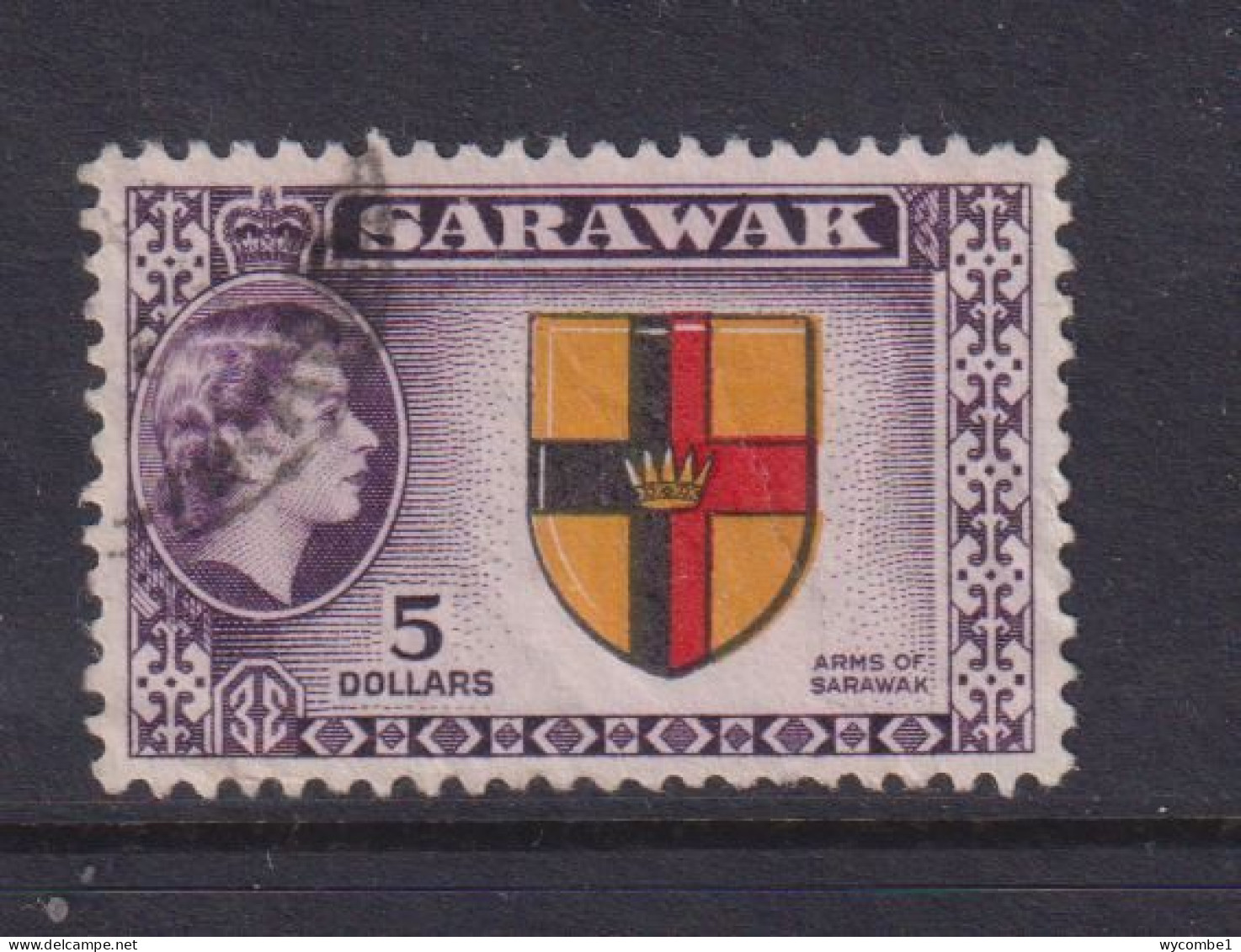 SARAWAK -  1955 Definitive $5 Used As Scan - Sarawak (...-1963)