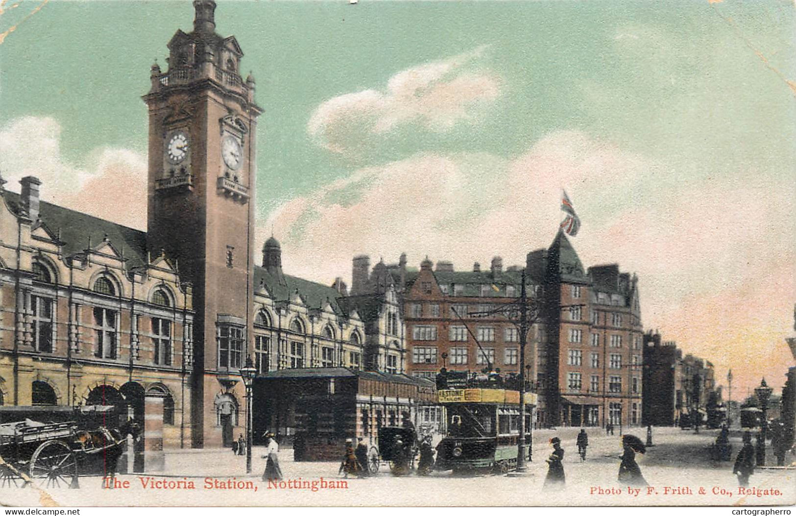 Postcard United Kingdom England Nottingham The Victoria Station Clocktower And Tram - Nottingham