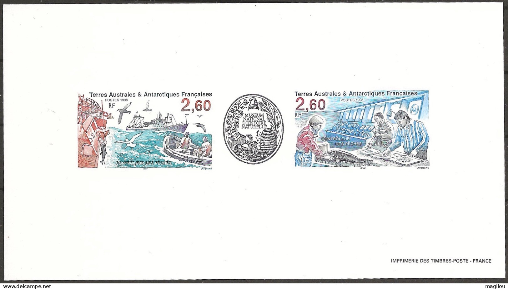 Feuillet Gommé Taaf/fsat Controleur Des Pêches  YVT 234A Mnh** - Sin Dentar, Pruebas De Impresión Y Variedades