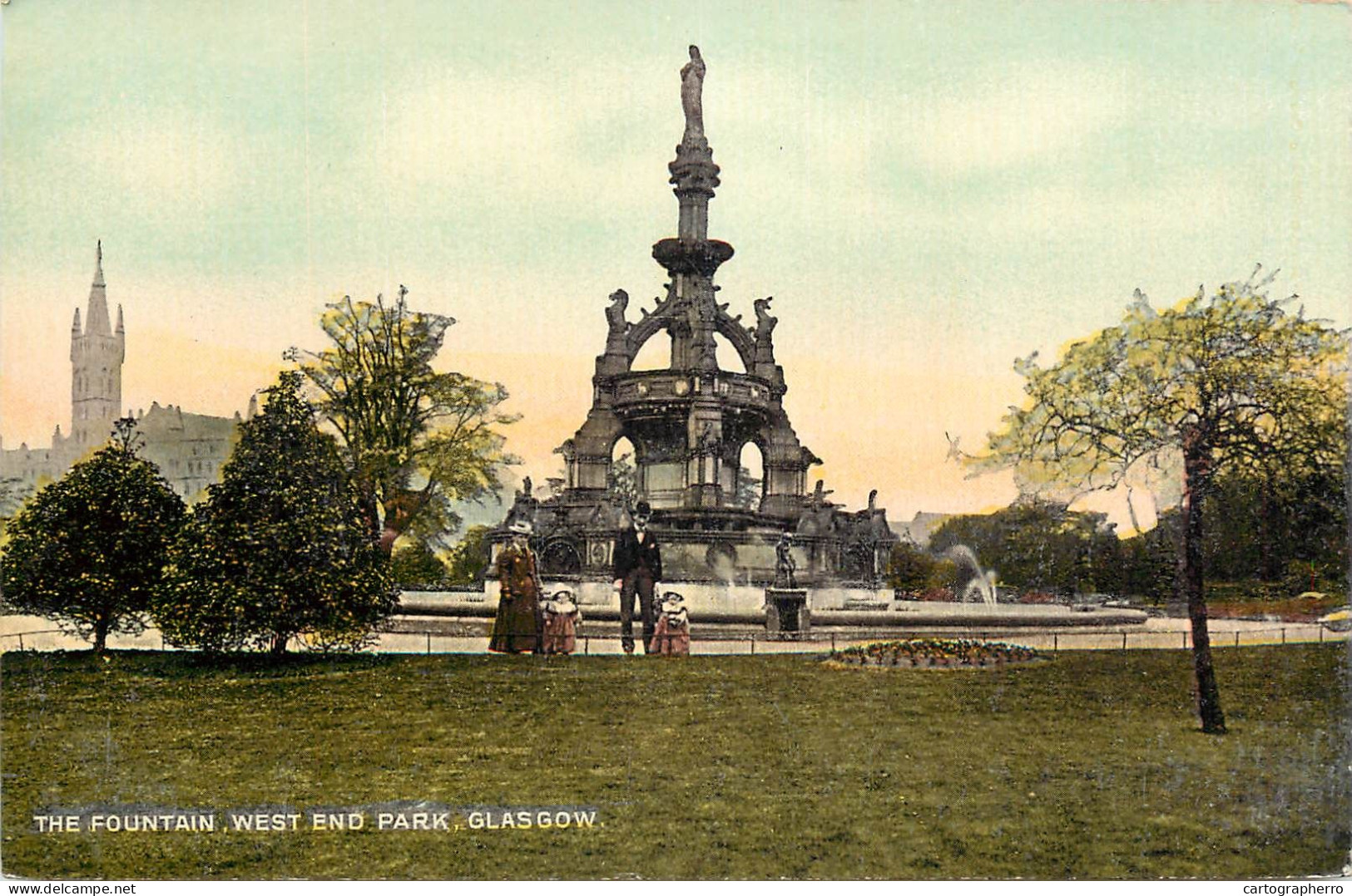 Postcard United Kingdom Scotland Glasgow Fountain West End Park - Lanarkshire / Glasgow