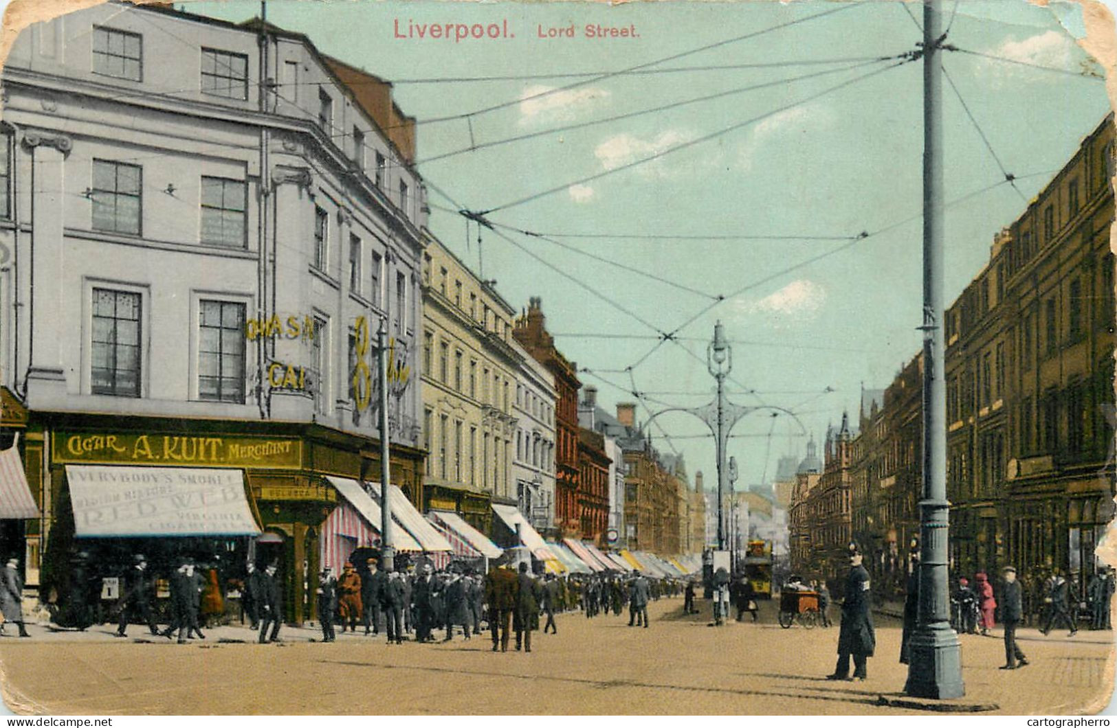 Postcard United Kingdom England Liverpool Lord Street Tram - Liverpool