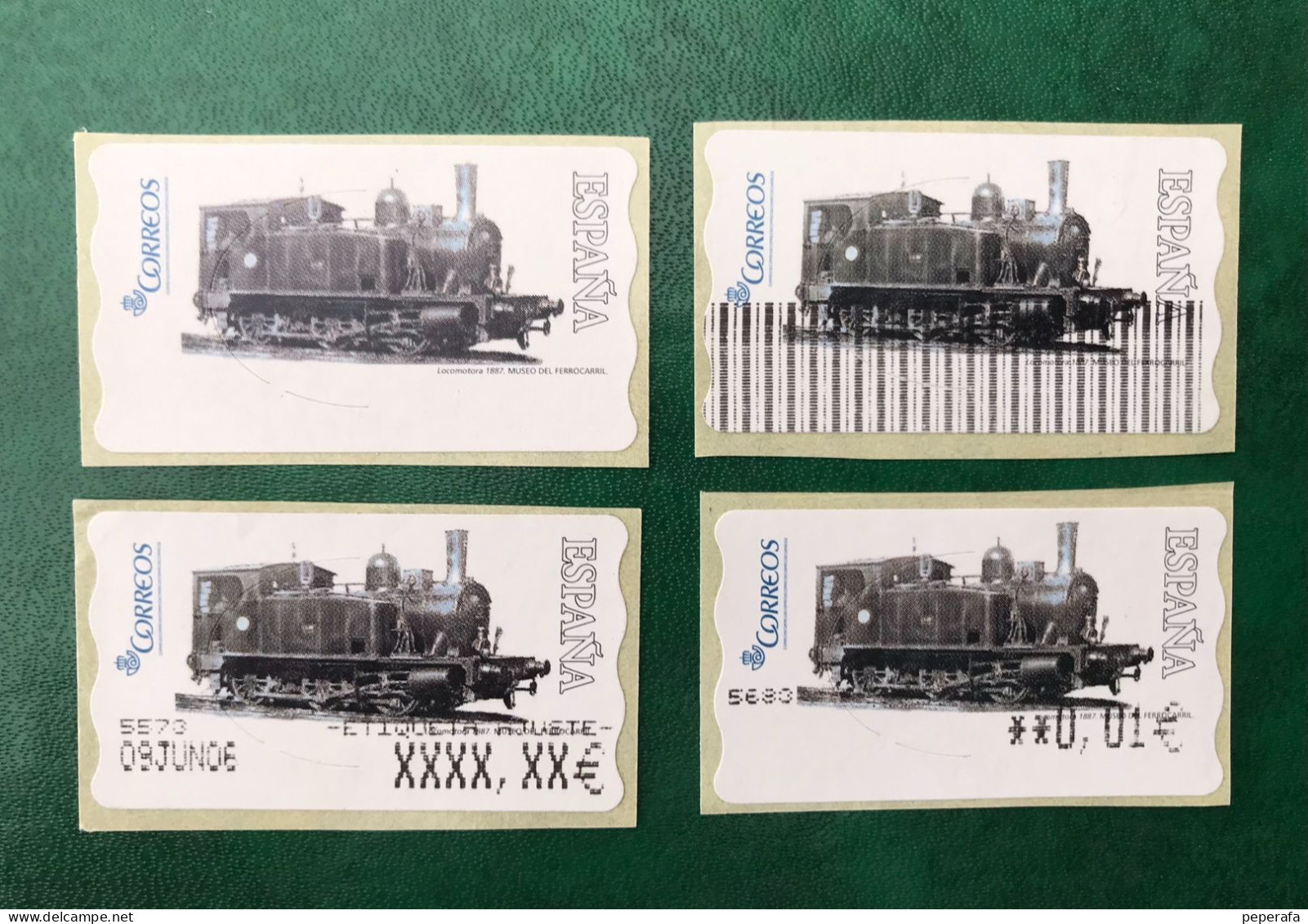 España Spain 2005, ATM ETIQUETA, Trenes Clásicos Locomotora 1887, 3 Etiquetas Blanca, Barrada Y Ajuste, 1 Atm, Nuevos ** - Timbres De Distributeurs [ATM]