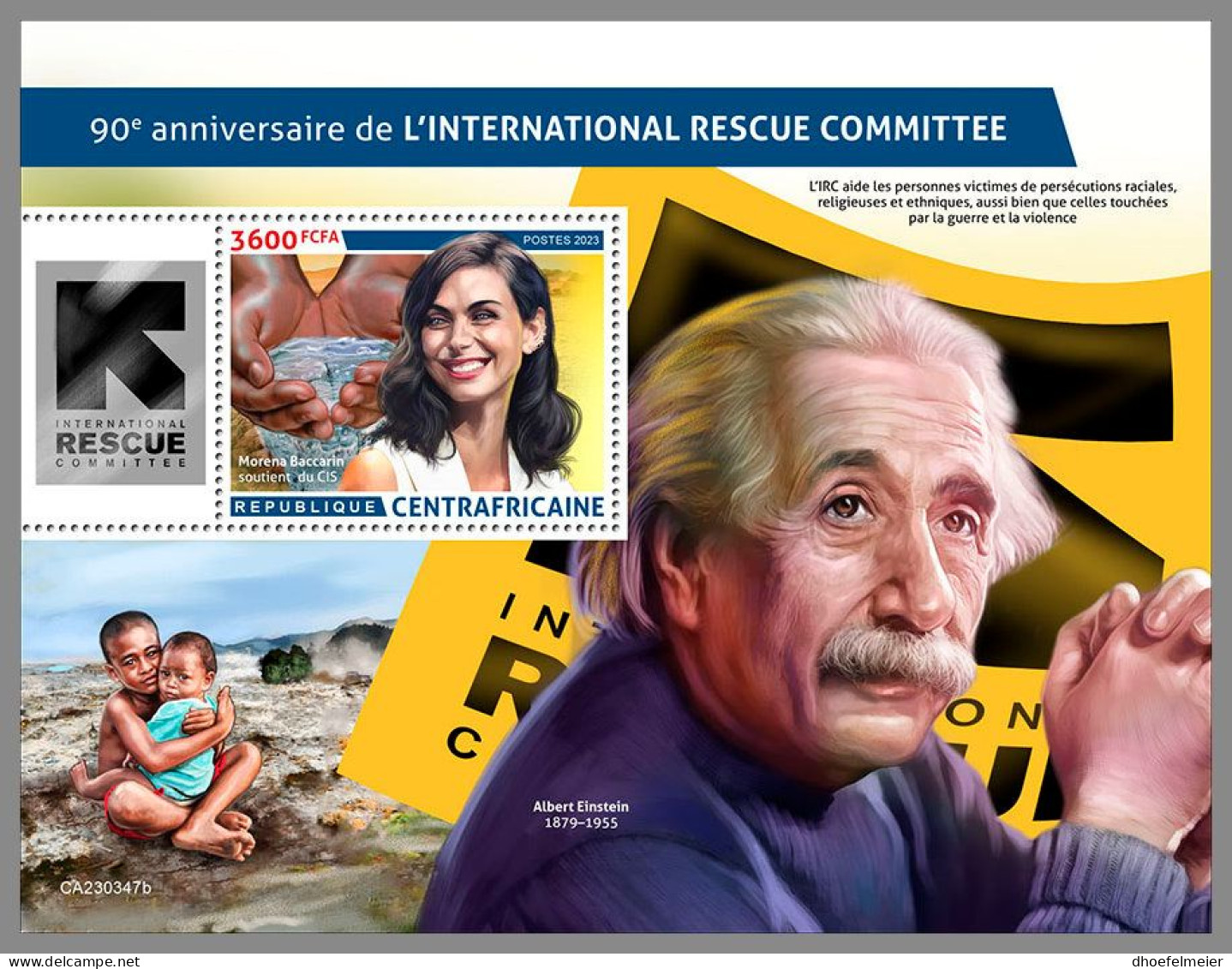 CENTRAL AFRICAN 2023 MNH Int. Rescue Committee Albert Einstein S/S – IMPERFORATED – DHQ2348 - Albert Einstein