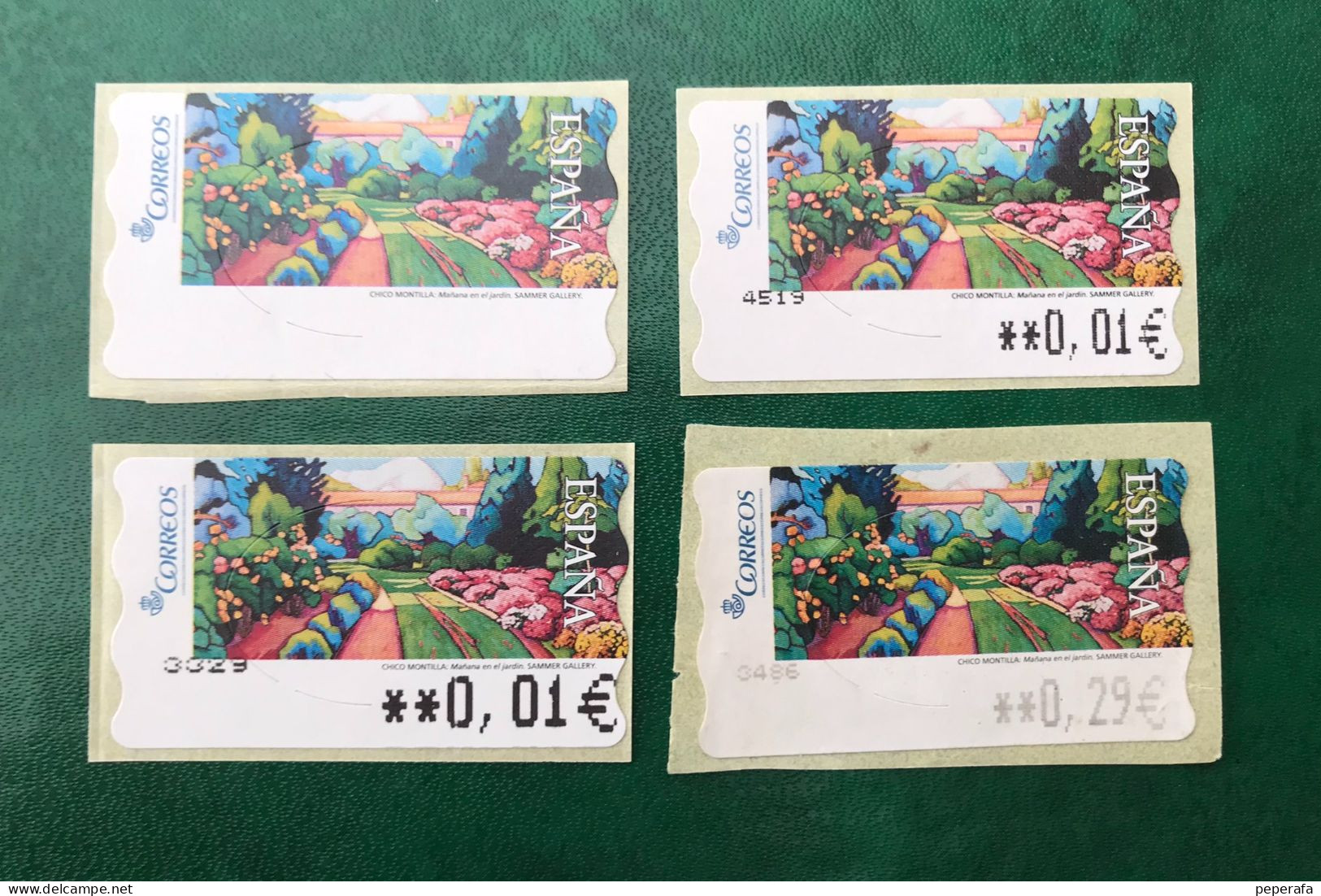 España Spain 2005, ATM ETIQUETA, Pinturas Mañana En El Jardín, Etiqueta Blanca, 3 Atm EPELSA, Nuevos ** - Timbres De Distributeurs [ATM]