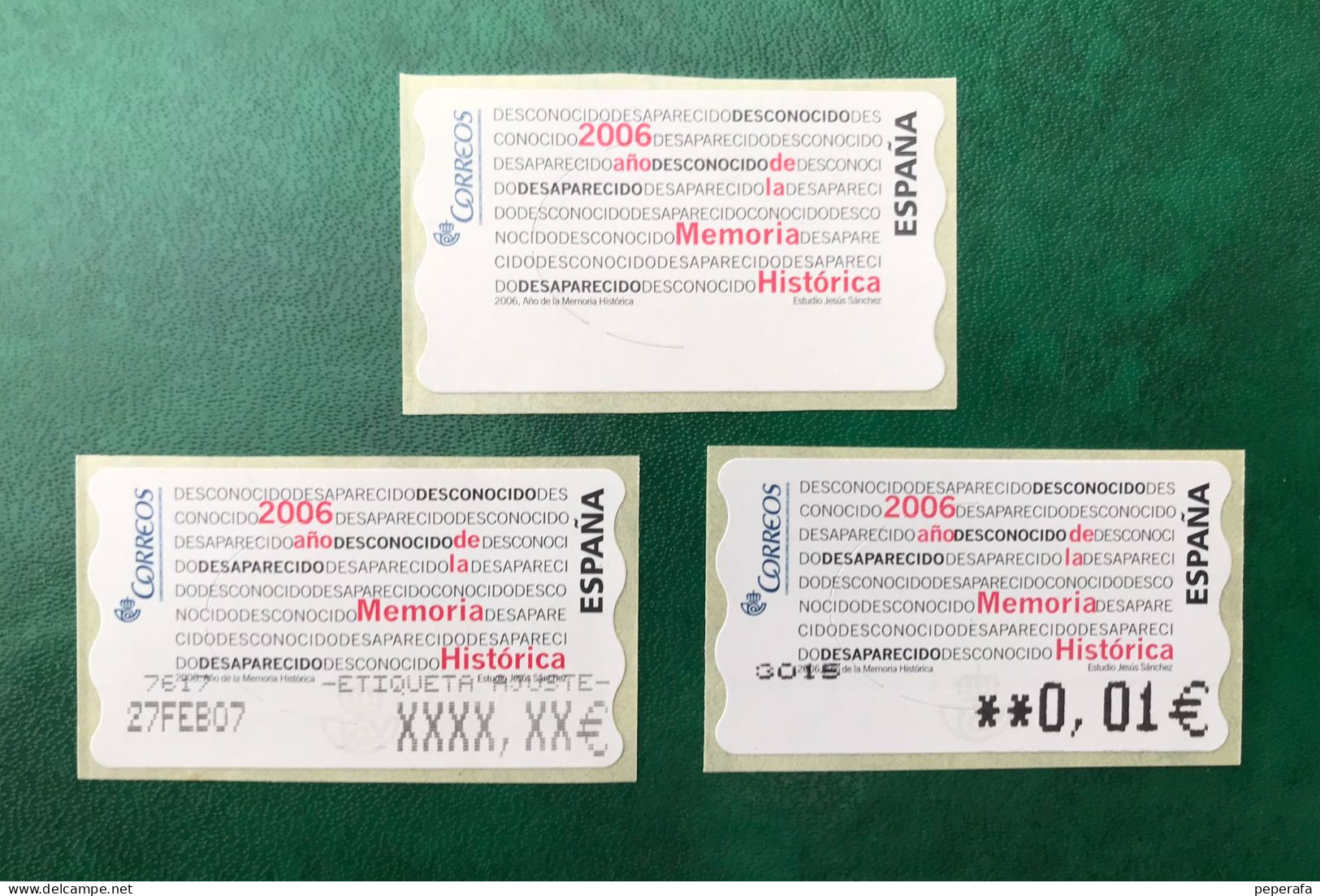 España Spain 2005, ATM ETIQUETA, Memoria Histórica II, 2 Etiquetas Blanca Y De Aju, Atm Valor Mínimo EPELSA, Nuevos ** - Machine Labels [ATM]