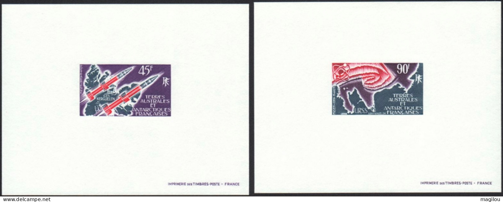 2 Épreuve De Luxe Taaf/fsat  Cosmos Space Magnetosphere YVT PA 40/41 - Imperforates, Proofs & Errors