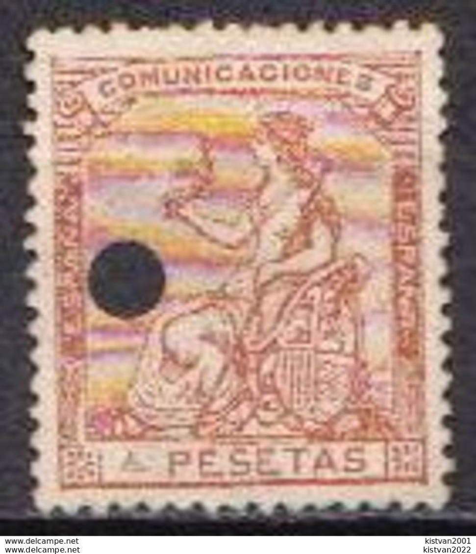 Spain Used Stamp From 1873 With Punched Hole - Oblitérés