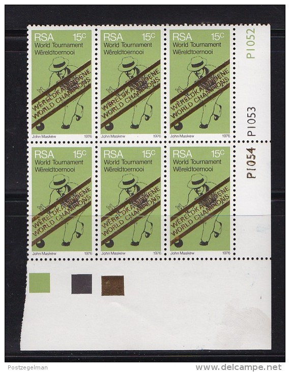 SOUTH AFRICA, 1976, MNH Control Block Of  6, Bowling World Champions, M 491 - Unused Stamps