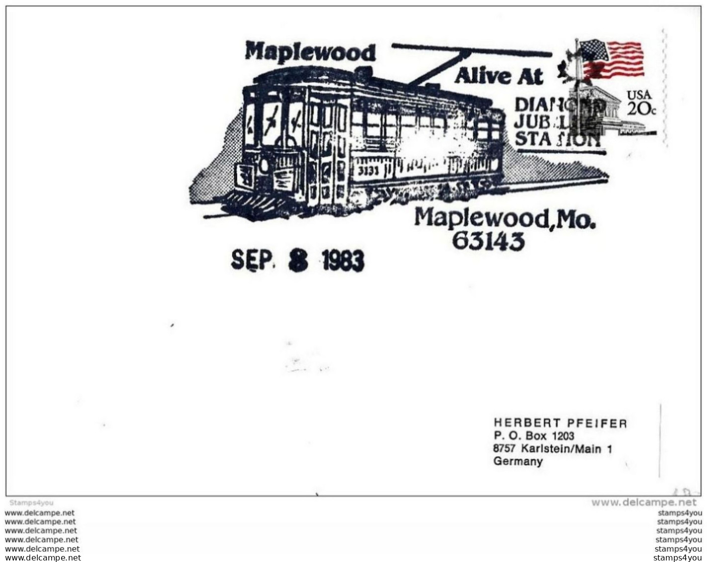 228 - 38 - Carte Américaine Avec Oblit Spéciale De Maplewood Thème Tramway 1983 - Tranvie