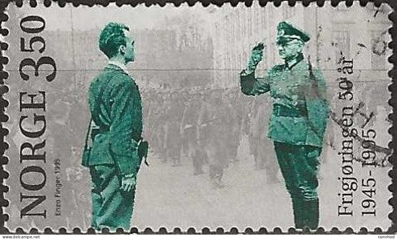 NORWAY 1995 50th Anniversary Of Liberation Of Norway - 3k50 - German Commander Saluting Terje Rollem (Home Guard) FU - Gebraucht