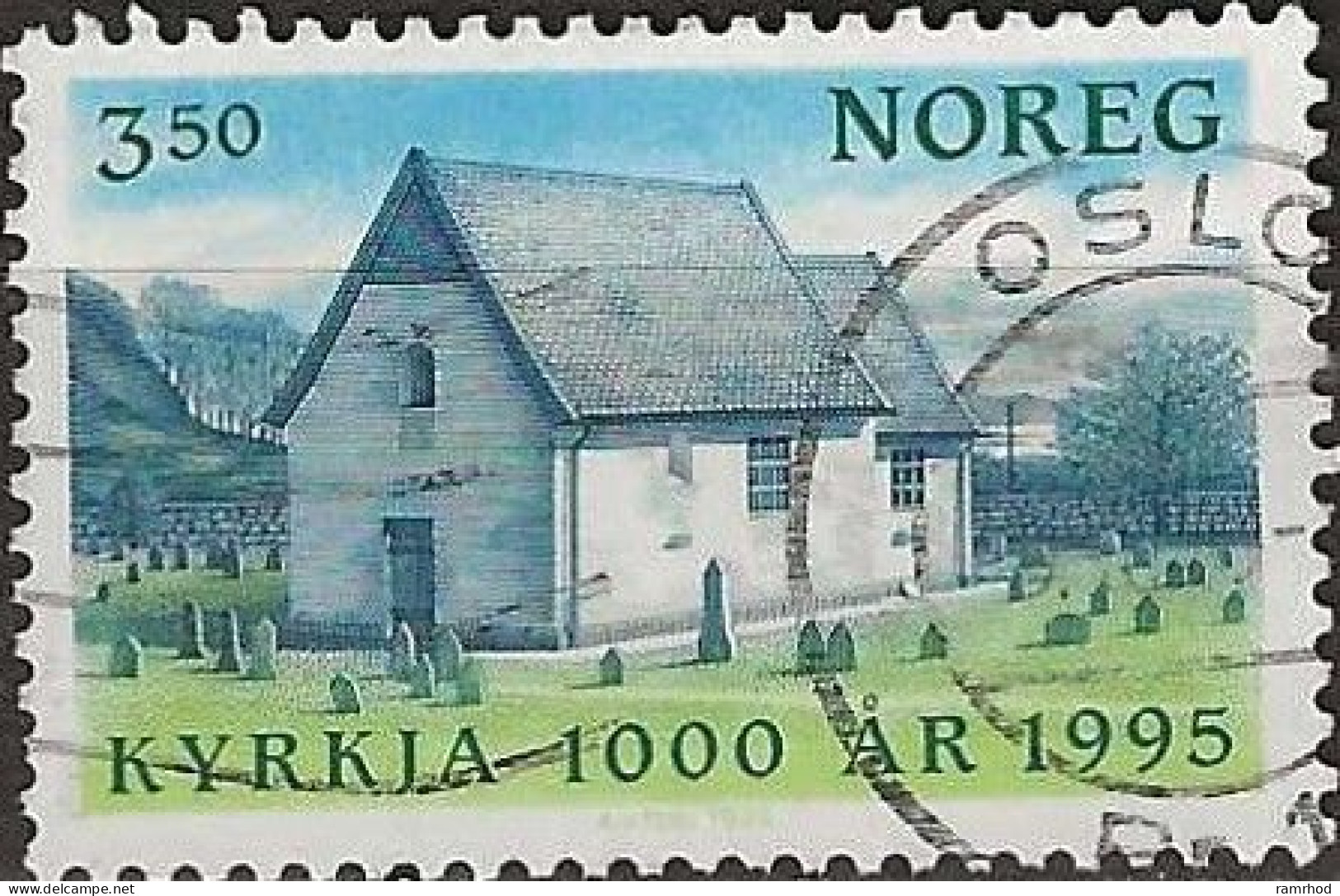 NORWAY 1995 Millenary Of Christianity In Norway - 3k50 - Old Moster Church FU - Gebraucht