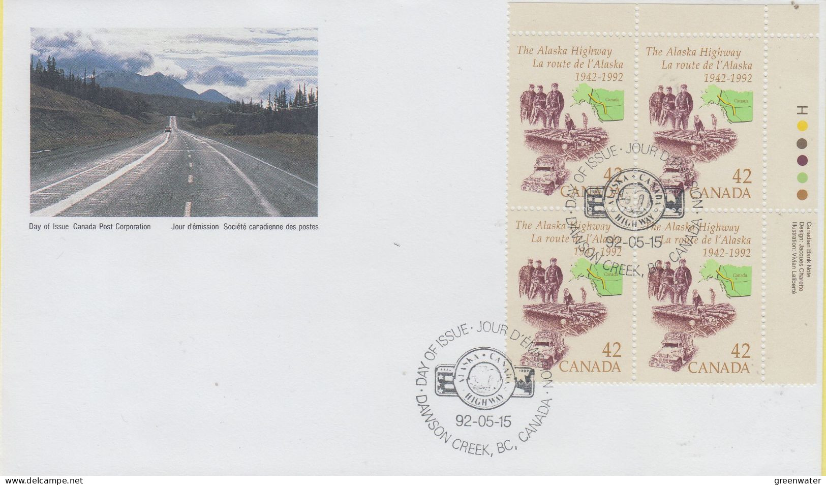 Canada 1992 The Alaska Highway 1v Bl Of 4 FDC (CN172) - 1991-2000