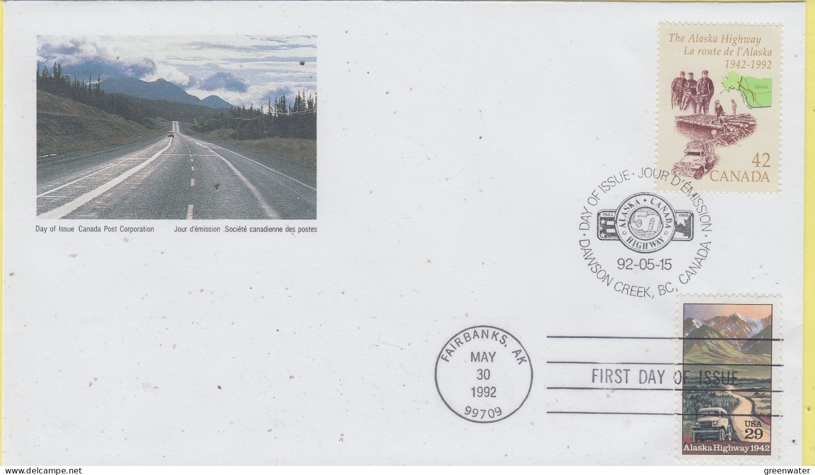 Canada & USA 1992 The Alaska Highway 2v FDC (CN172A) - 1991-2000