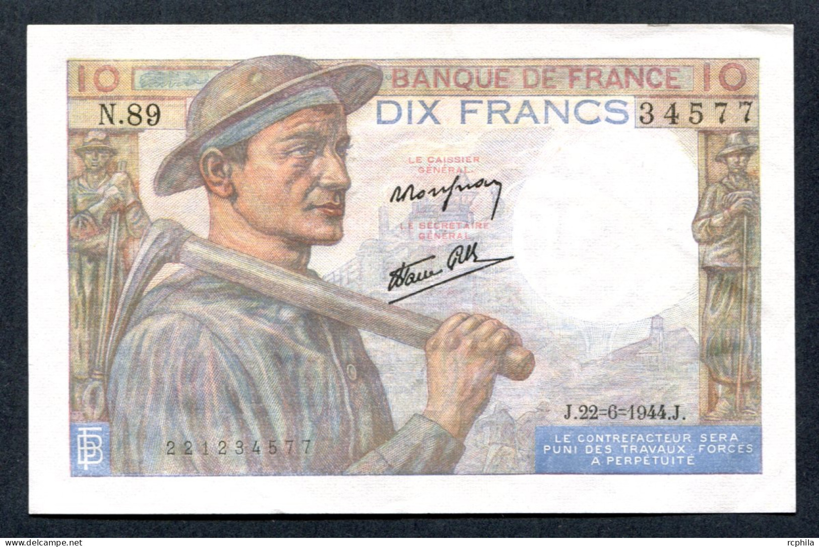 RC 26571 FRANCE 5 FRANCS MINEUR BILLET ÉMIS LE 22.6.1944 - 10 F 1941-1949 ''Mineur''