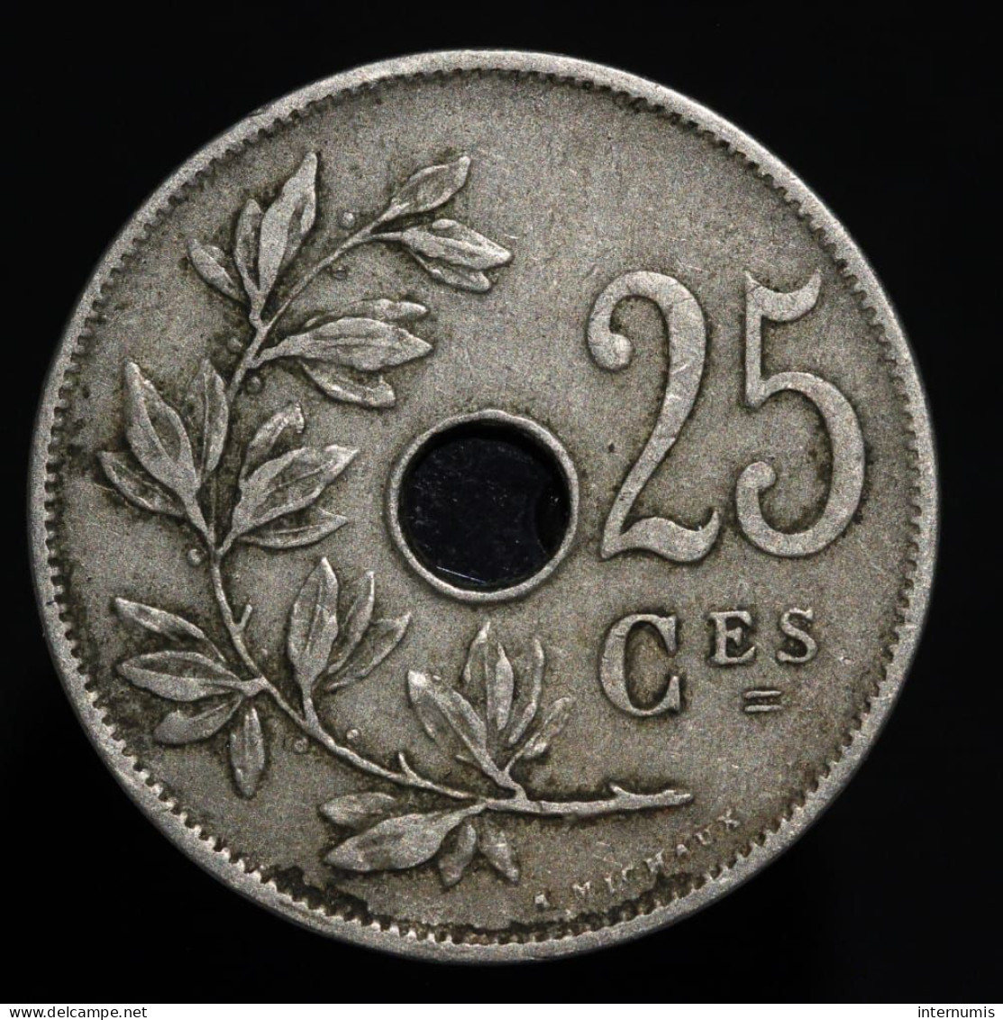 Belgique / Belgium, Leopold II, 25 Centimes, 1908, Cu-N (Copper-Nickel), TTB (EF), KM#62 - 25 Centimos