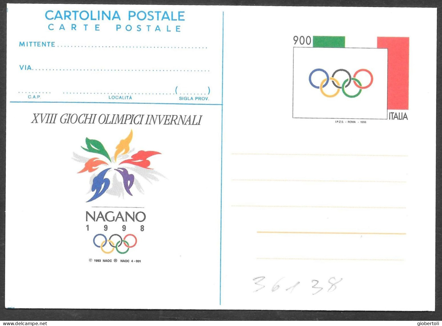 Italia/Italy/Italie: Intero, Stationery, Entier, "Nagano1998" - Hiver 1998: Nagano