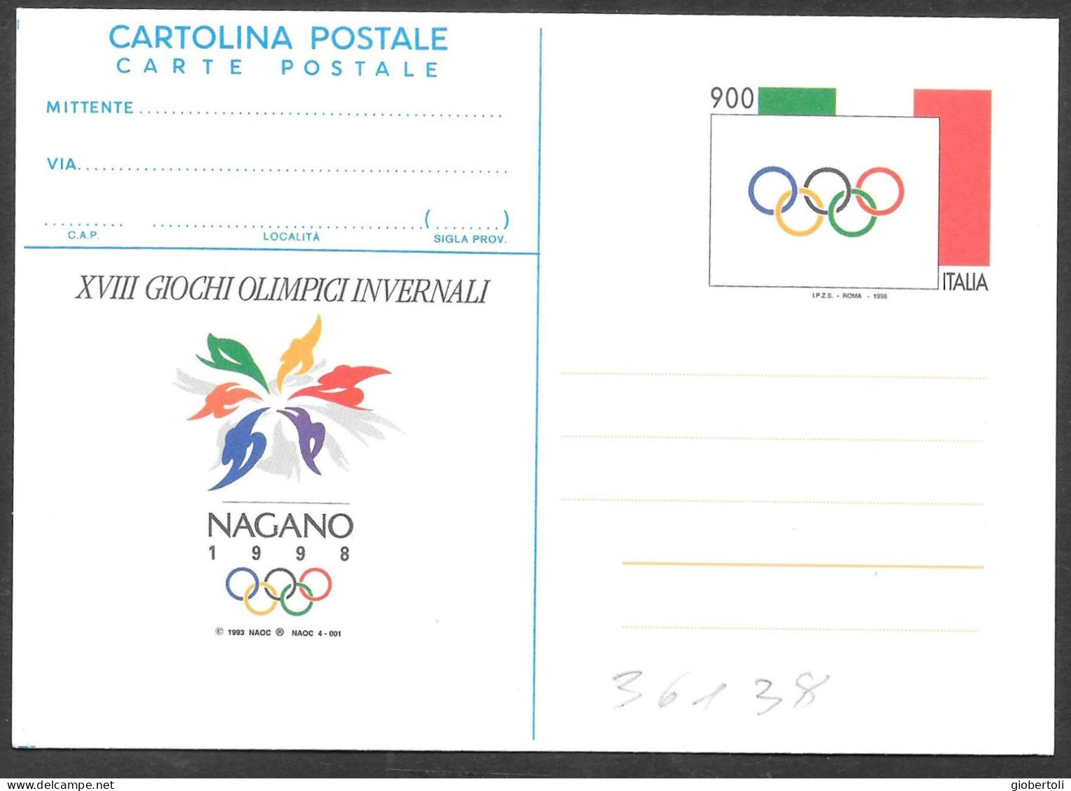 Italia/Italy/Italie: Intero, Stationery, Entier, "Nagano1998" - Invierno 1998: Nagano