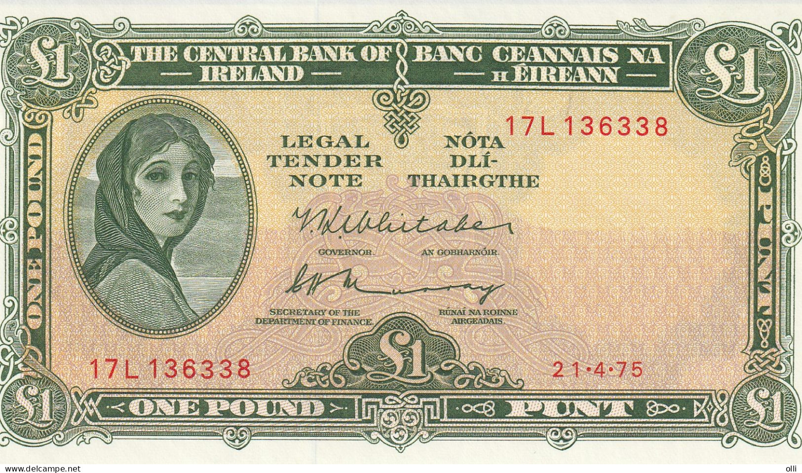 Ireland - Republic, 1 Pound, 1975  UNC - Ierland