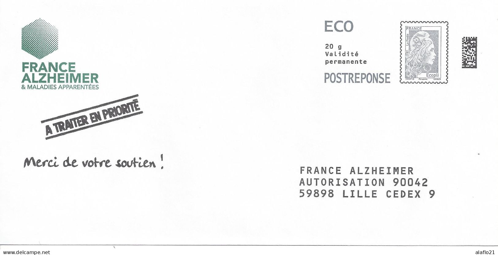 POSTREPONSE ECOPLI - MARIANNE L'ENGAGEE - FRANCE ALZHEIMER - Lot 401920 - PAP : Risposta