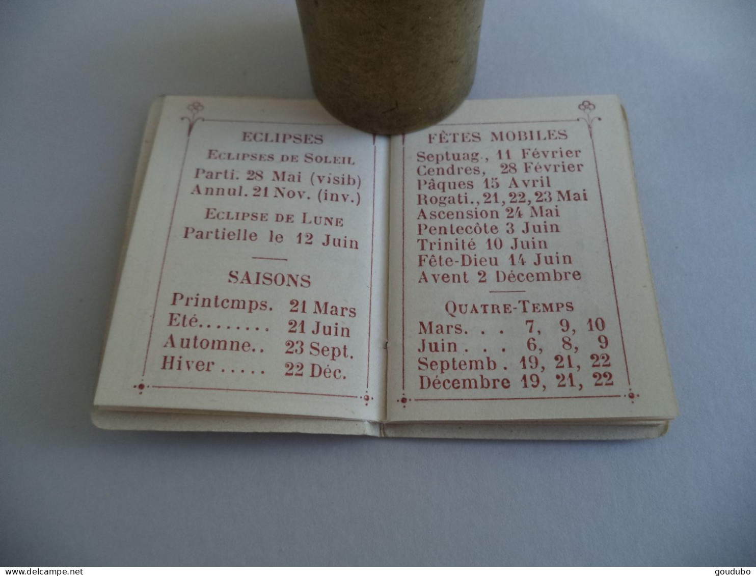 Calendrier Pour L'An 1900 Petit Carnet Papeterie Imprimerie Brocard & Gaudron 89 Rue Richelieu Paris - Formato Piccolo : ...-1900