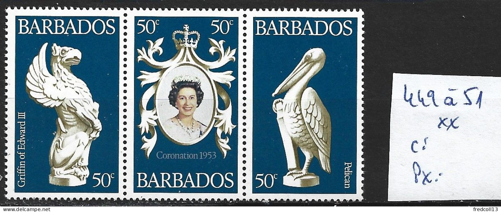 BARBADE 449 à 51 ** Côte 1.80 € - Barbados (1966-...)