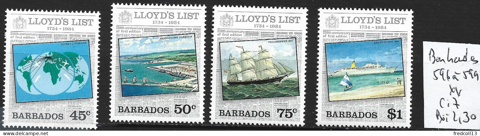 BARBADE 596 à 99 ** Côte 7 € - Barbados (1966-...)