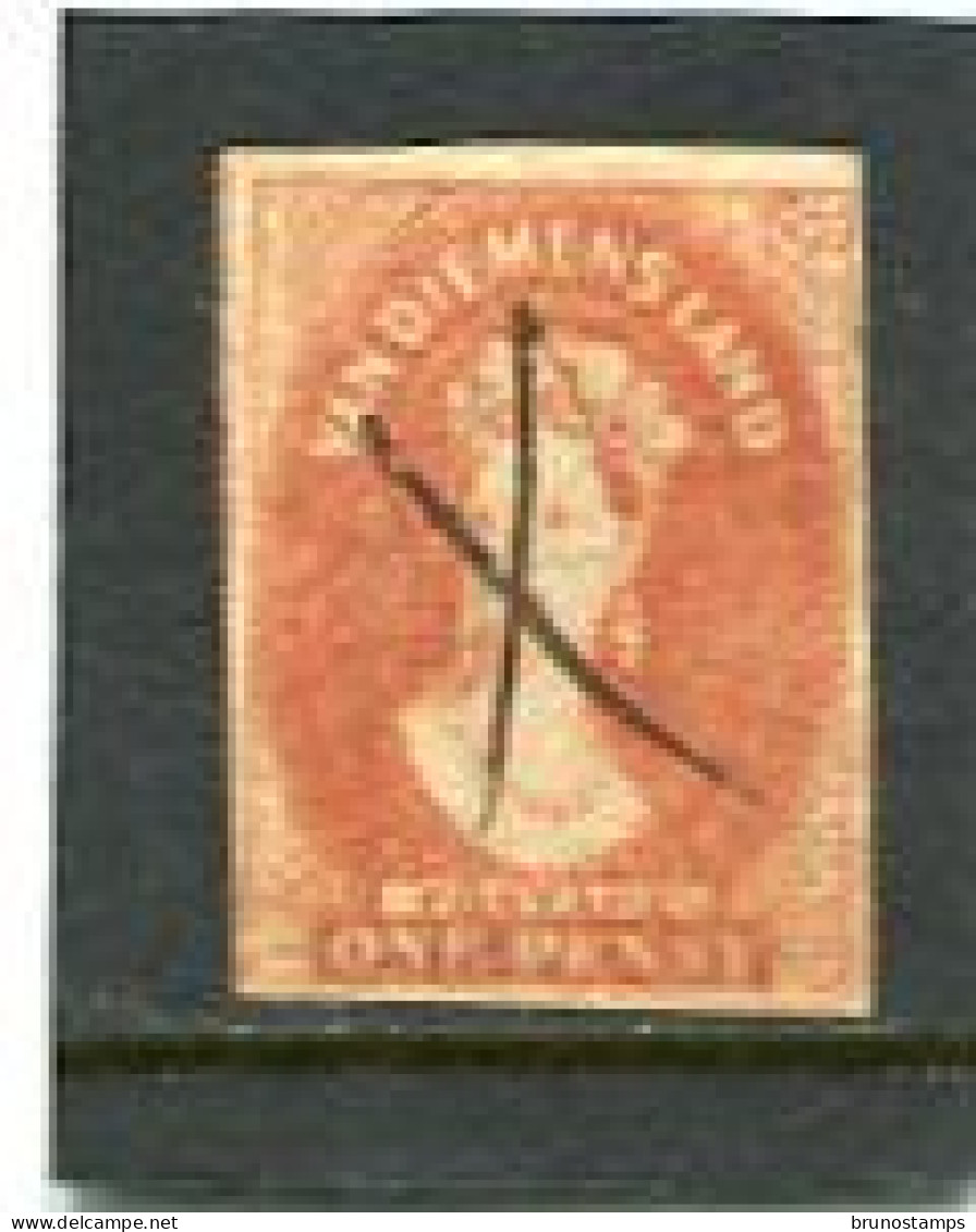 AUSTRALIA/TASMANIA - 1857  1d  CARMINE  WMK DOUBLE LINED NUMERALS  PEN CANCELLATION  SG 29 - Usati