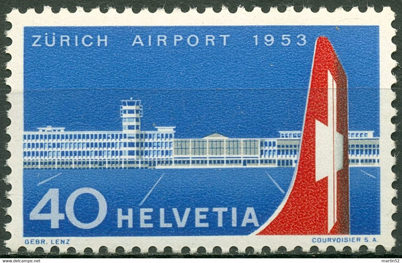 Schweiz Suisse 1953: ZÜRICH AIRPORT Kloten Zu 313 Mi 585 Yv 536 ** Postfrisch MNH (Zu CHF 7.00) - Ungebraucht