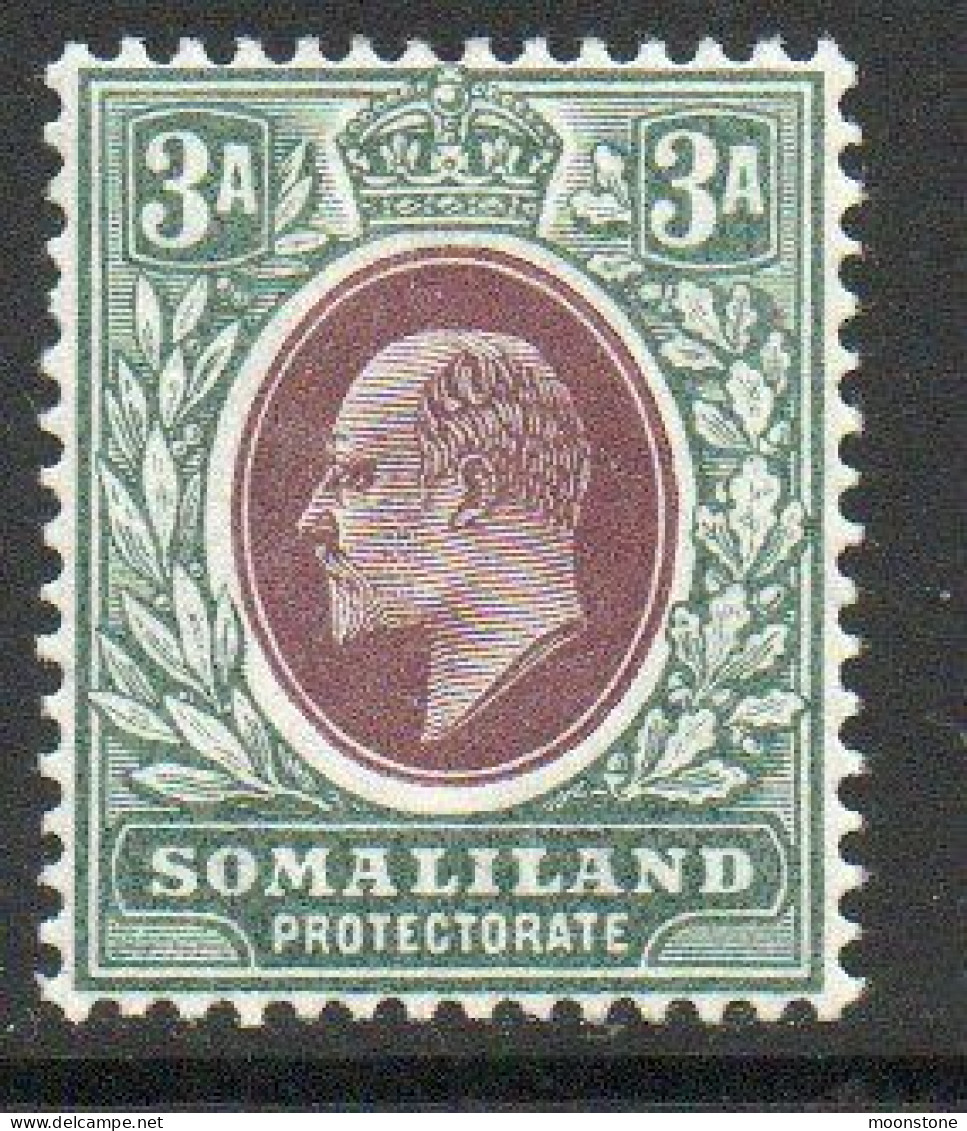 Somaliland Protectorate 1903 KEVII 3 Annas Value, Lightly Hinged Mint, SG 36 (BA2) - Somaliland (Protettorato ...-1959)