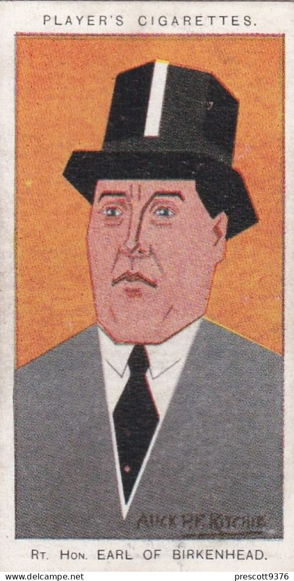 8 Earl Of Birkenhead - Straight Line Caricatures 1926 - Players Cigarette Card - Original - Player's