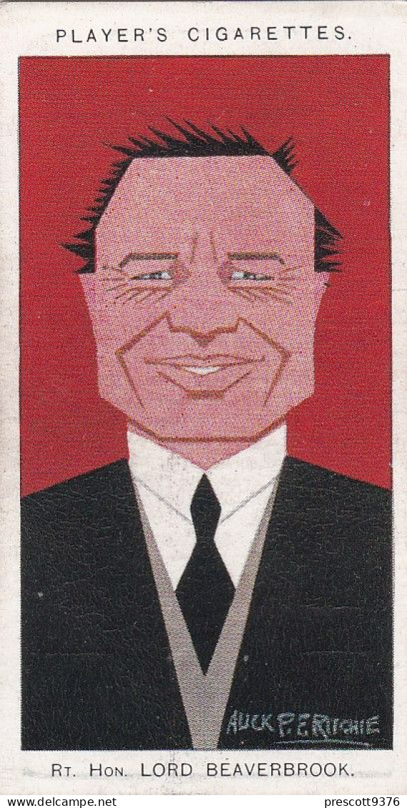 7 Lord Beaverbrook - Straight Line Caricatures 1926 - Players Cigarette Card - Original - Player's