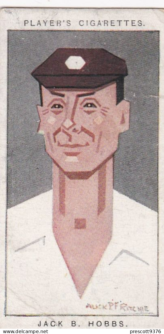 5 Jack Hobbs, Cricketer, Surrey - Straight Line Caricatures 1926 - Players Cigarette Card - Original - Player's