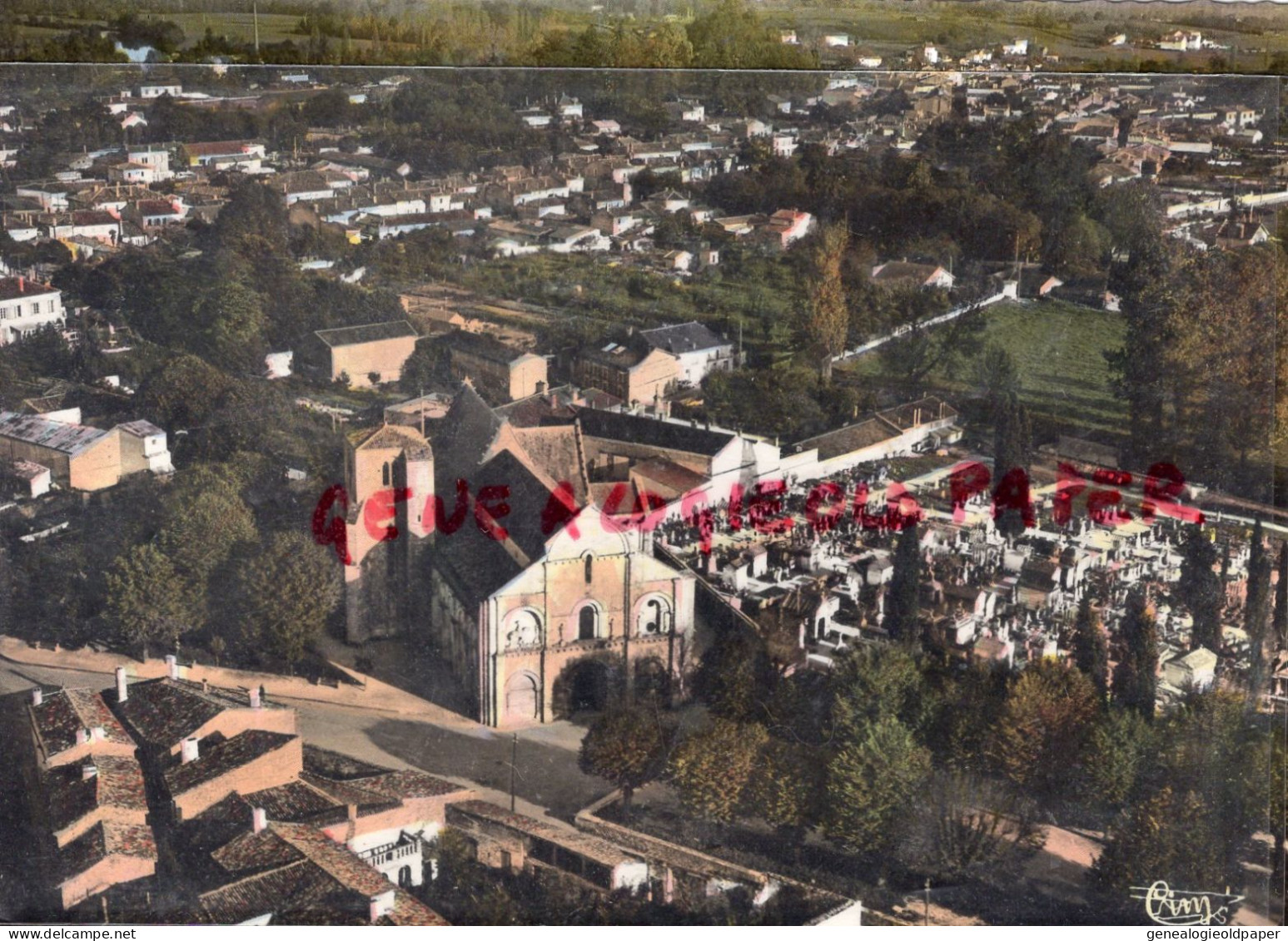 16- CHATEAUNEUF SUR CHARENTE - VUE GENERALE AERIENNE  QUARTIER DE L' EGLISE CIMETIERE - Chateauneuf Sur Charente