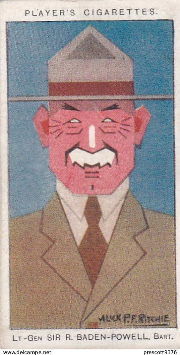 2 Lord Baden Powell, Boy Scouts - Straight Line Caricatures 1926 - Players Cigarette Card - Original - Player's