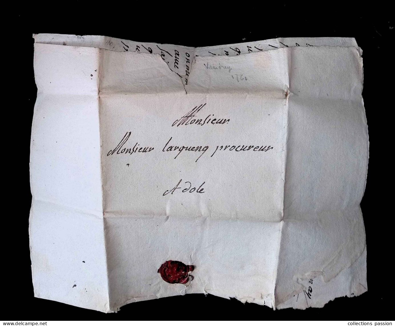 Lettre, Préphilatélie, Précurseurs XVIII E Siècle, 1761, Vaudrey à Dole, 3 Scans - 1701-1800: Precursors XVIII