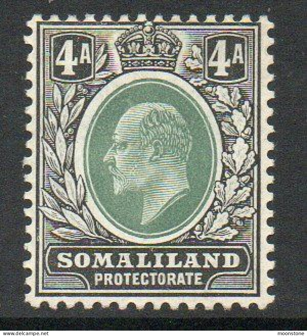 Somaliland Protectorate 1903 KEVII 4 Annas Value, Wmk. Multiple Crown CA, Lightly Hinged Mint, SG 50 (BA2) - Somalilandia (Protectorado ...-1959)