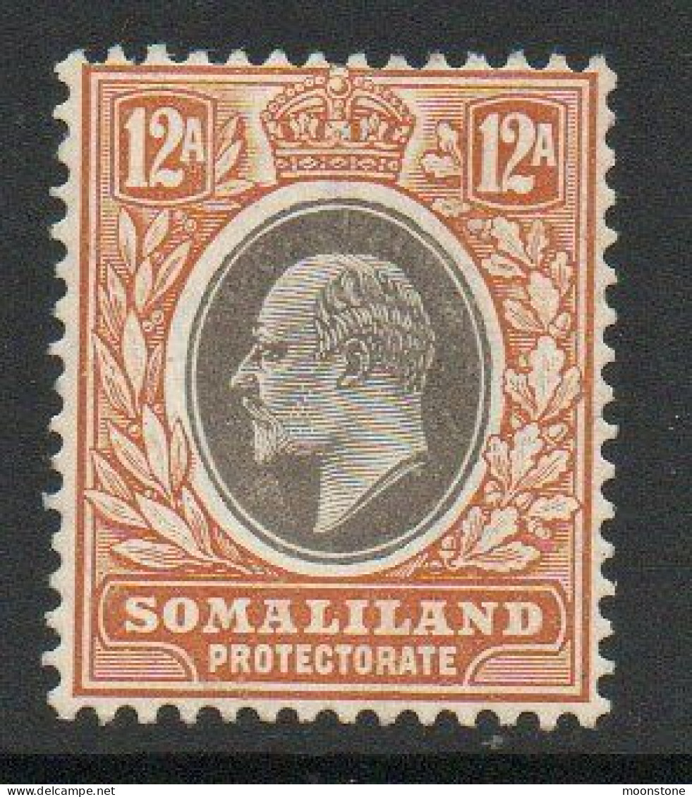 Somaliland Protectorate 1903 KEVII 12 Annas Value, Wmk. Multiple Crown CA, Lightly Hinged Mint, SG 53 (BA2) - Somaliland (Protectorate ...-1959)