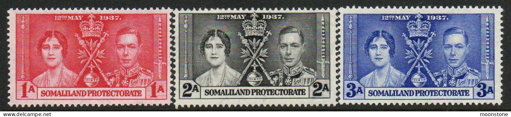 Somaliland Protectorate GVI 1937 Coronation Set Of 3, Hinged Mint, SG 90/2 (BA2) - Somalilandia (Protectorado ...-1959)