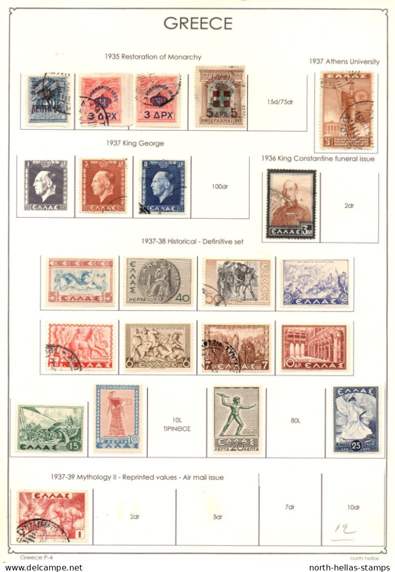 Z050 GREECE 1924-1957 Big Collection On 11 Pages (Hermes 2010 Catalogue 250e++) - Collections (sans Albums)