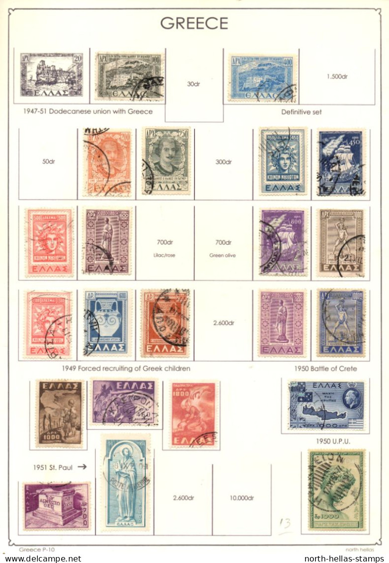 Z050 GREECE 1924-1957 big collection on 11 pages (Hermes 2010 catalogue 250e++)