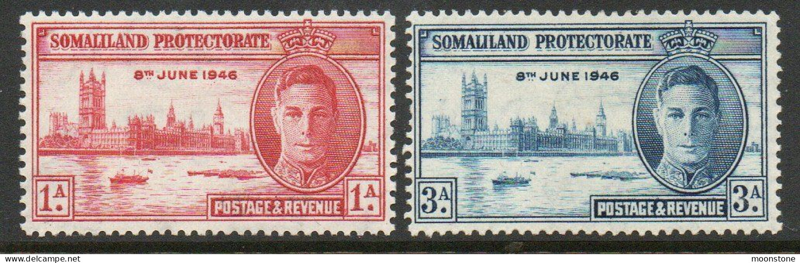 Somaliland Protectorate GVI 1946 Victory Set Of 2, Hinged Mint, SG 117/8 (BA2) - Somaliland (Protectorate ...-1959)