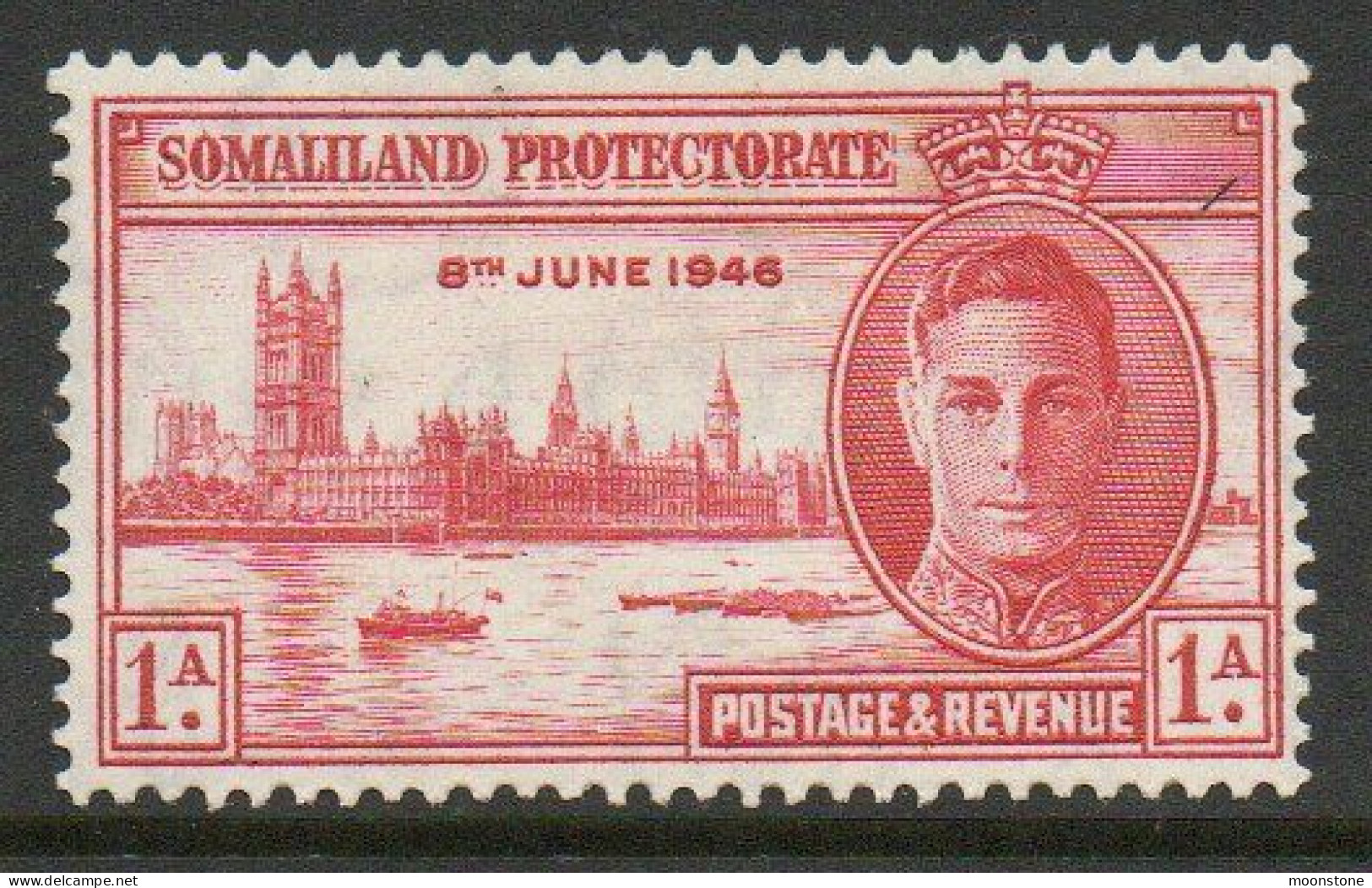 Somaliland Protectorate GVI 1946 Victory 1 Anna Value, Perf. 13½, Hinged Mint, SG 117a (BA2) - Somaliland (Protectorat ...-1959)