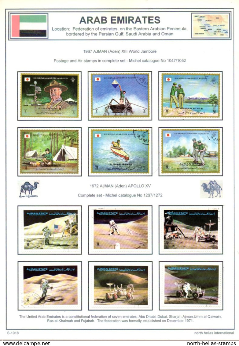 Z051 Arab Emirates / South Arabia Thematic Stamps On Six Pages - Collections (sans Albums)