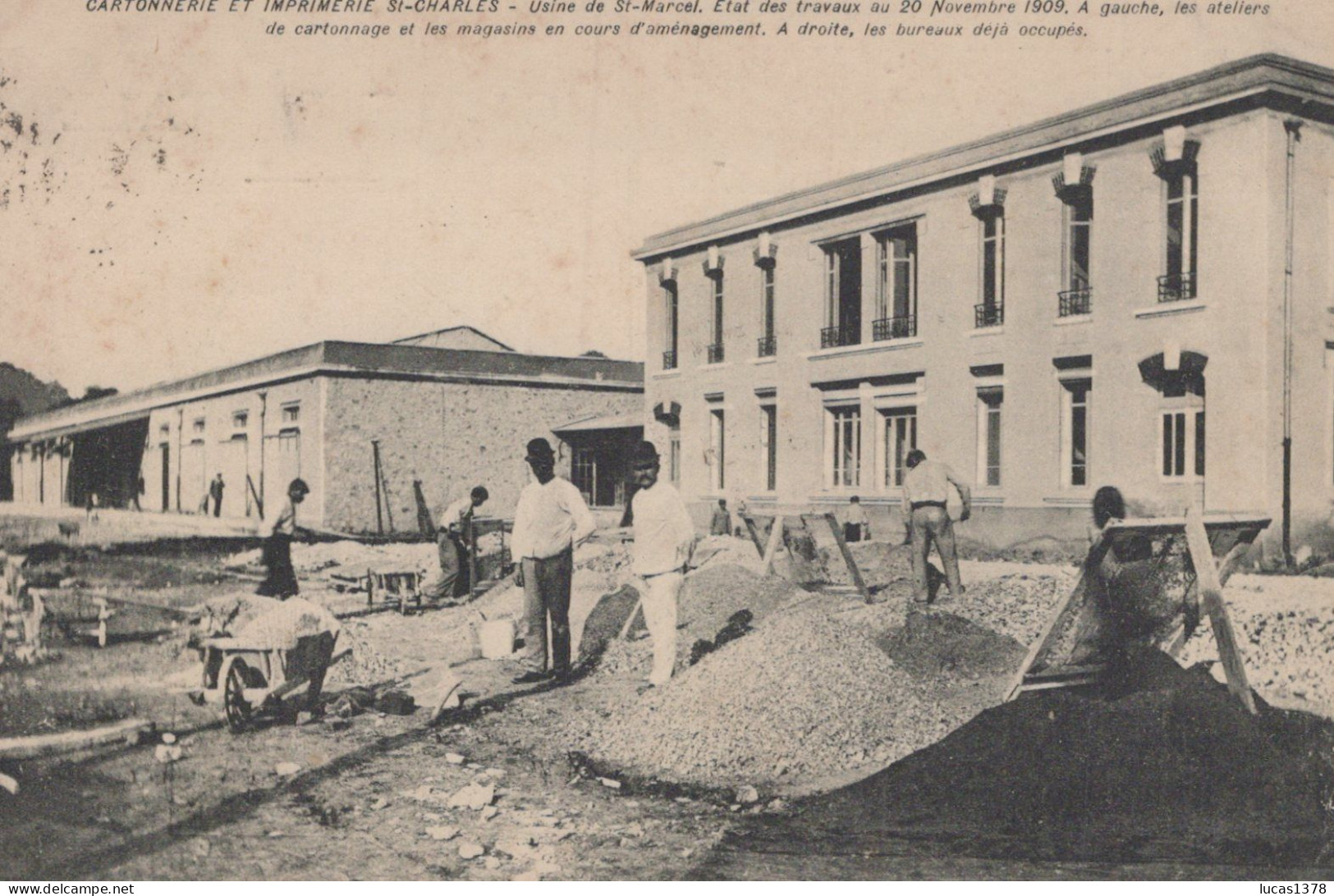 13 / MARSEILLE / ST MARCEL / USINE DE SAINT MARCEL / CARTONNERIE SAINT CHARLES / ETAT DES TRAVAUX 20 /11/1909 /  RARE - Saint Marcel, La Barasse, Saintt Menet