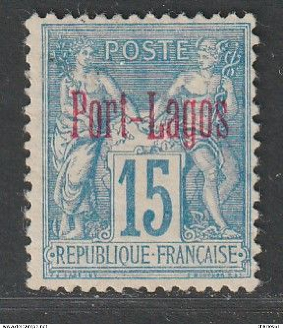 PORT LAGOS - N°3 Nsg (1893) 15c Bleu : Surcharge Carmin. - Neufs