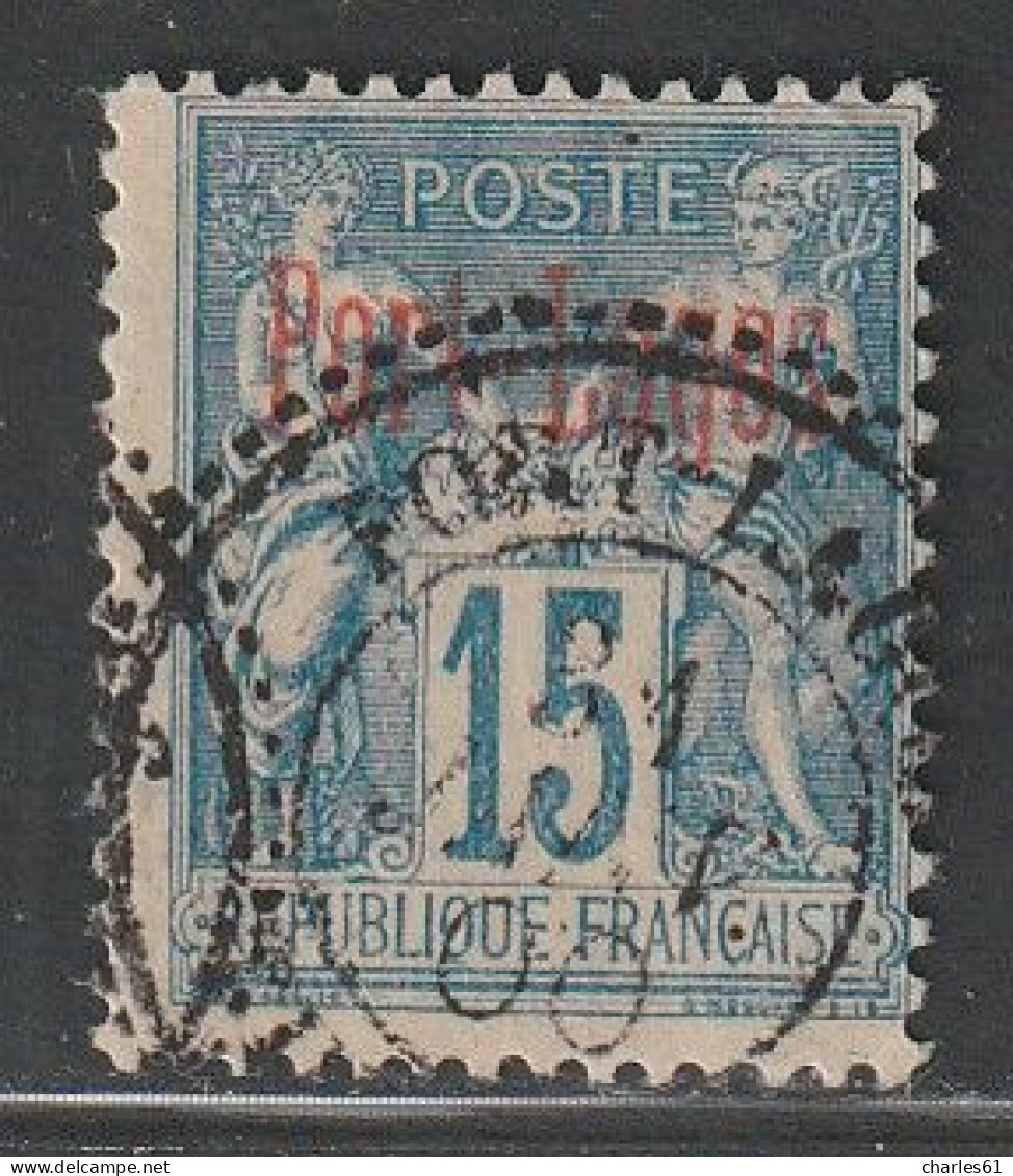 PORT LAGOS - N°3a Obl (1893) 15c Bleu : Surcharge Rouge. - Oblitérés