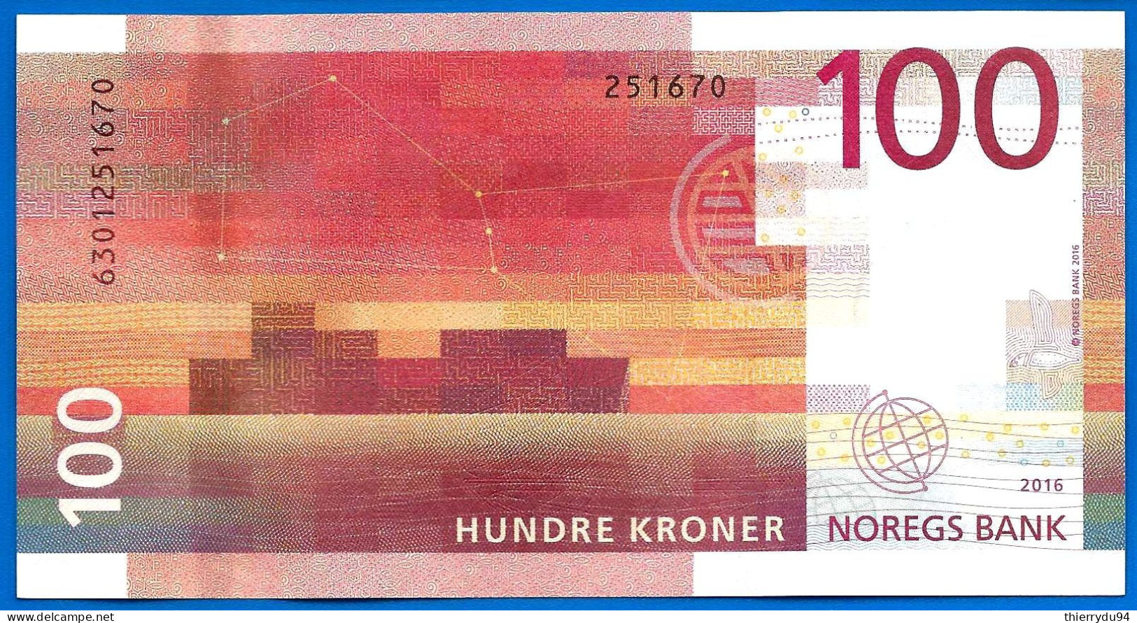 Norvege 100 Couronnes 2016 Norway Kroner Que Prix + Port Pingouin Bateau Banknote Paypal Crypto OK - Norway