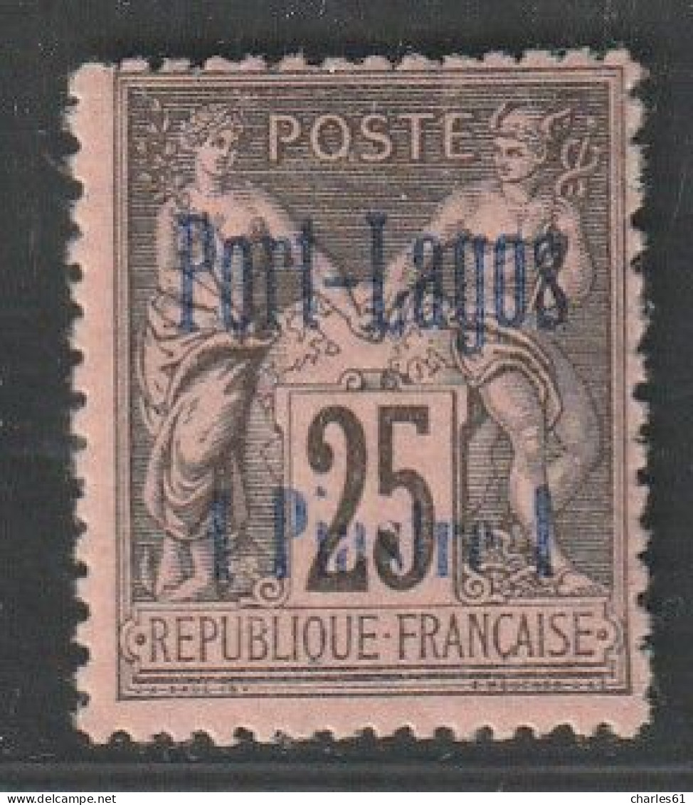 PORT LAGOS - N°4 * (1893) 1p Sur 25c Noir Sur Rose - Neufs