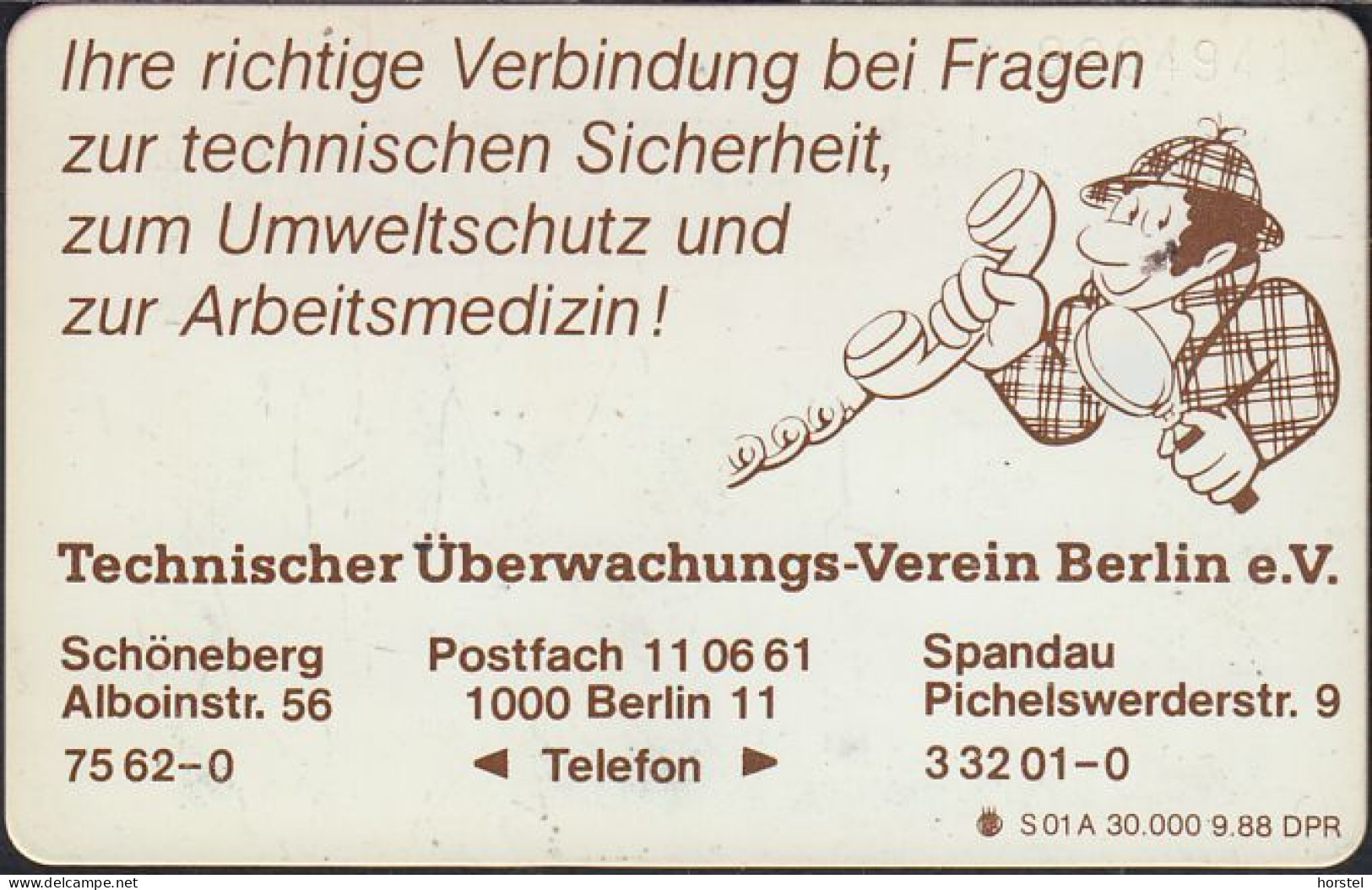 GERMANY S01a/88 TÜV Berlin - Modul 20 - 7 -stellig (990...) - S-Series: Schalterserie Mit Fremdfirmenreklame